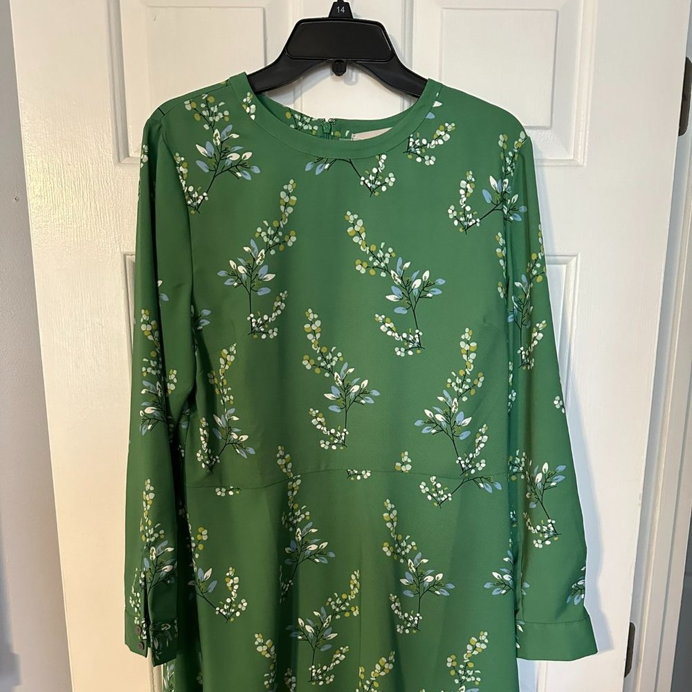 Loft NWT Green Gloral Dress Size 14